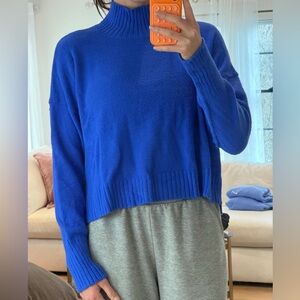 Free People Royal Blue Crew Neck Sweater